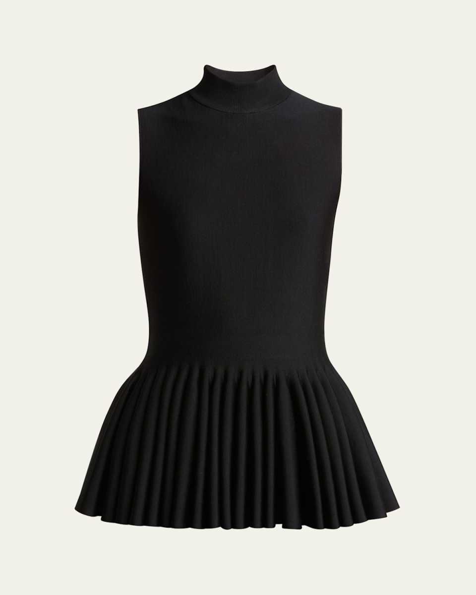 High-Neck Pleated Peplum Top